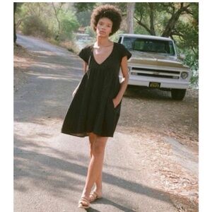 Christy Dawn Black Organic Cotton Tiered Mini Dress XS Gauze Made in USA